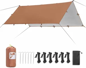 3.2x3m Awning Waterproof Tarp Tent Shade Folding Camping Canopy Ultralight Beach Sun Shelter Camping Tent Travel Tourist Awning (Color : D) (Black One Size)