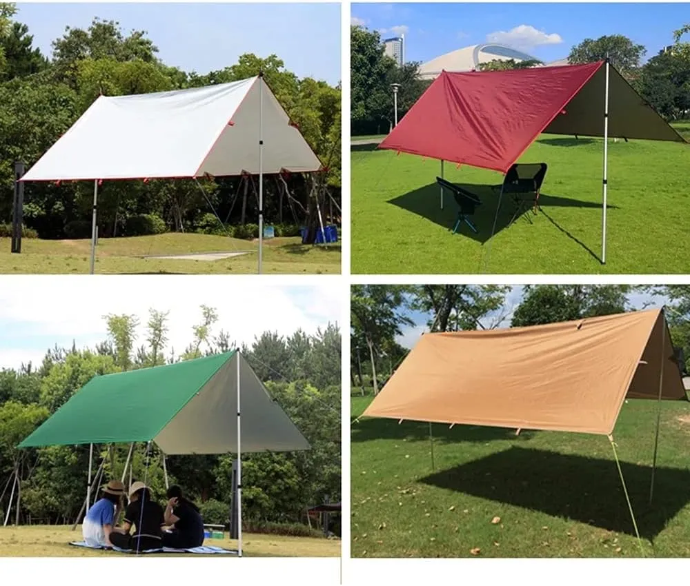3.2x3m Awning Waterproof Tarp Tent Shade Folding Camping Canopy Ultralight Beach Sun Shelter Camping Tent Travel Tourist Awning (Color : D) (Black One Size)