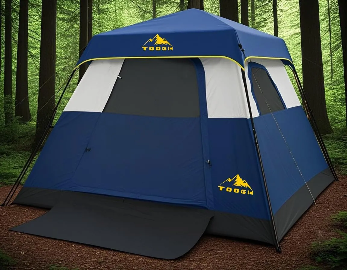 3/4 Person/6 Person Camping Tent Fast Cabin Tent with Instant Setup Tent, Weatherproof Tent Easy Quick Set Up & Pop Up in 60 Seconds with Rainfly Backpack for Family Camping,Upgraded Ventilation