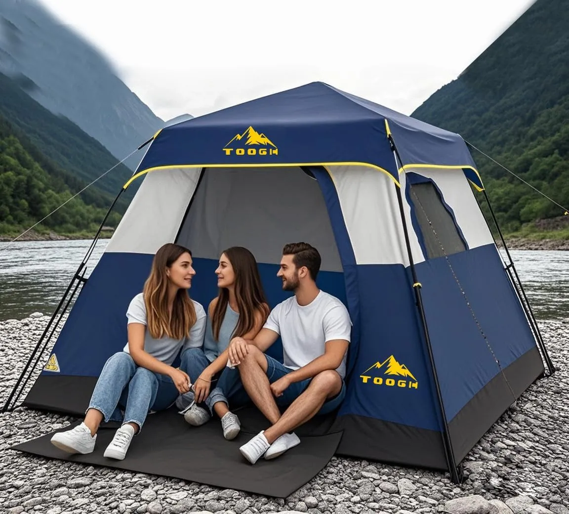 3/4 Person/6 Person Camping Tent Fast Cabin Tent with Instant Setup Tent, Weatherproof Tent Easy Quick Set Up & Pop Up in 60 Seconds with Rainfly Backpack for Family Camping,Upgraded Ventilation