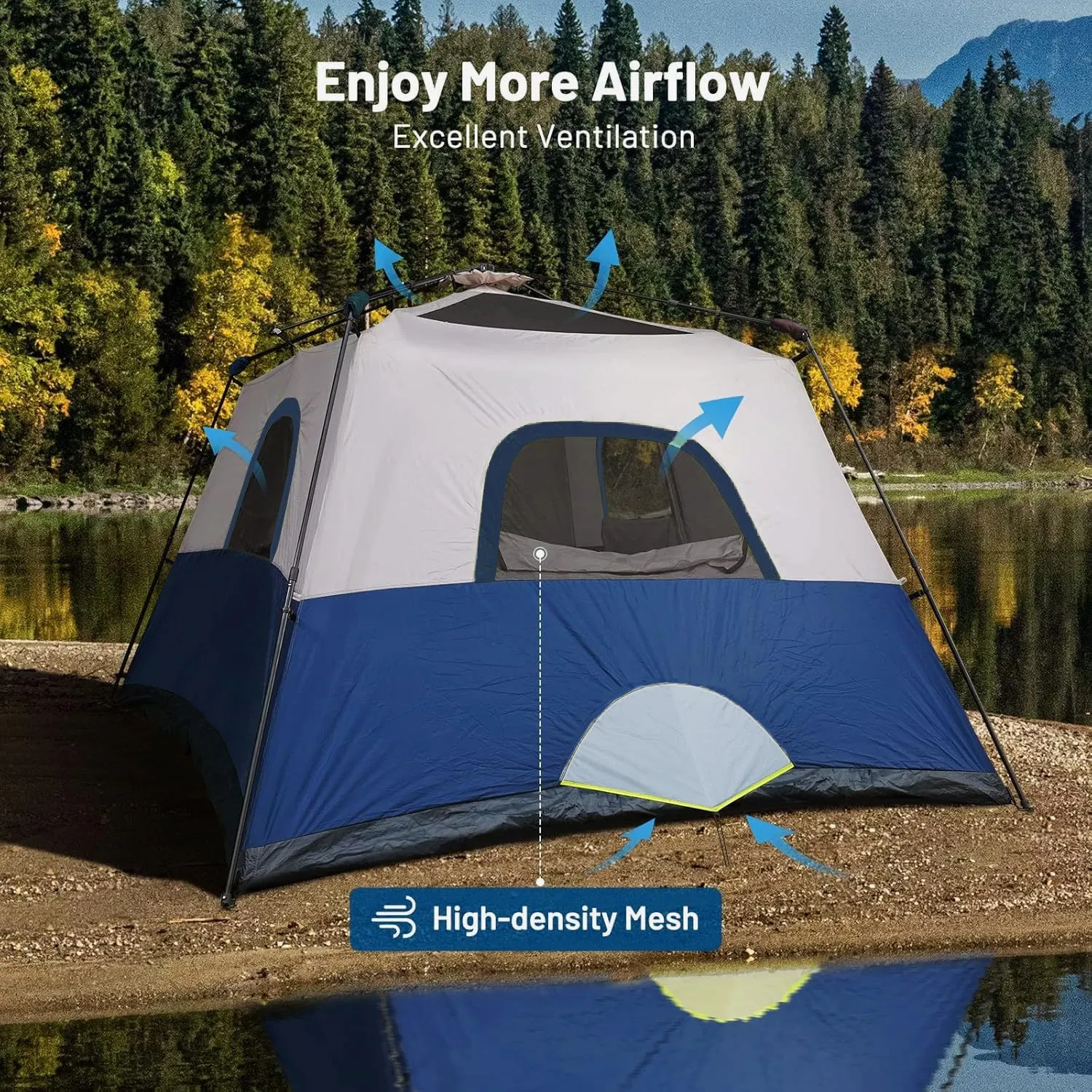 3/4 Person/6 Person Camping Tent Fast Cabin Tent with Instant Setup Tent, Weatherproof Tent Easy Quick Set Up & Pop Up in 60 Seconds with Rainfly Backpack for Family Camping,Upgraded Ventilation