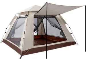 3/5 Person Camping Tent, Instant Tent, Pop-Up Family Tent For Instant Easy Setup, 2 Mesh Windows & 2 Doors, Carry Bag, Backpacking Tents For Camping, Hiking ( Color : /Beige , Size : 3-4 person )