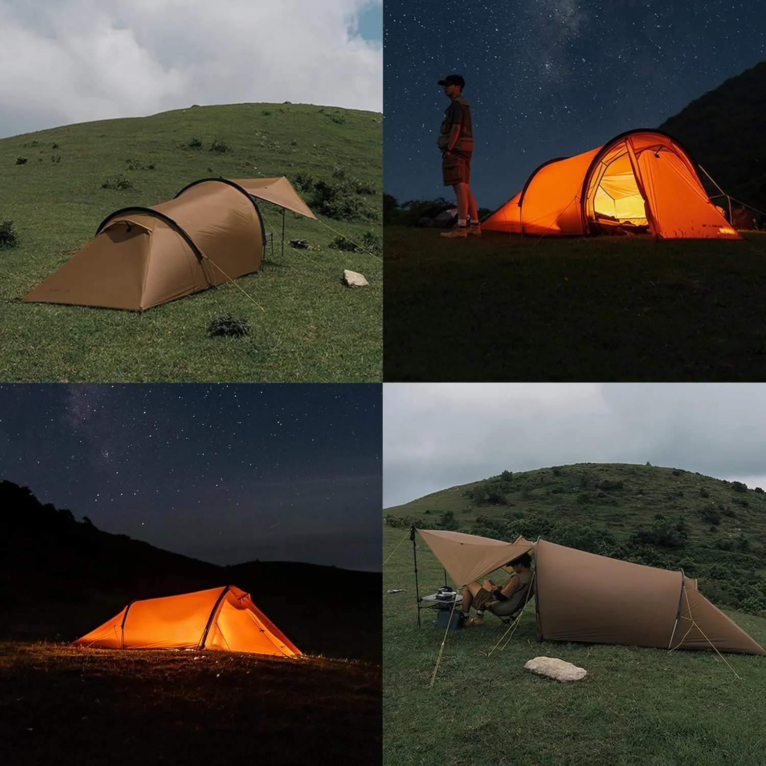 3F UL Gear 1/2 Person Ultralight Camping Tent- Windproof Category 7~8 - Rainproof Groundsheet(PU8000mm )- 3/4 Season Tent with Expanded Foyer for Outdoor Hiking Mountaineering Travel