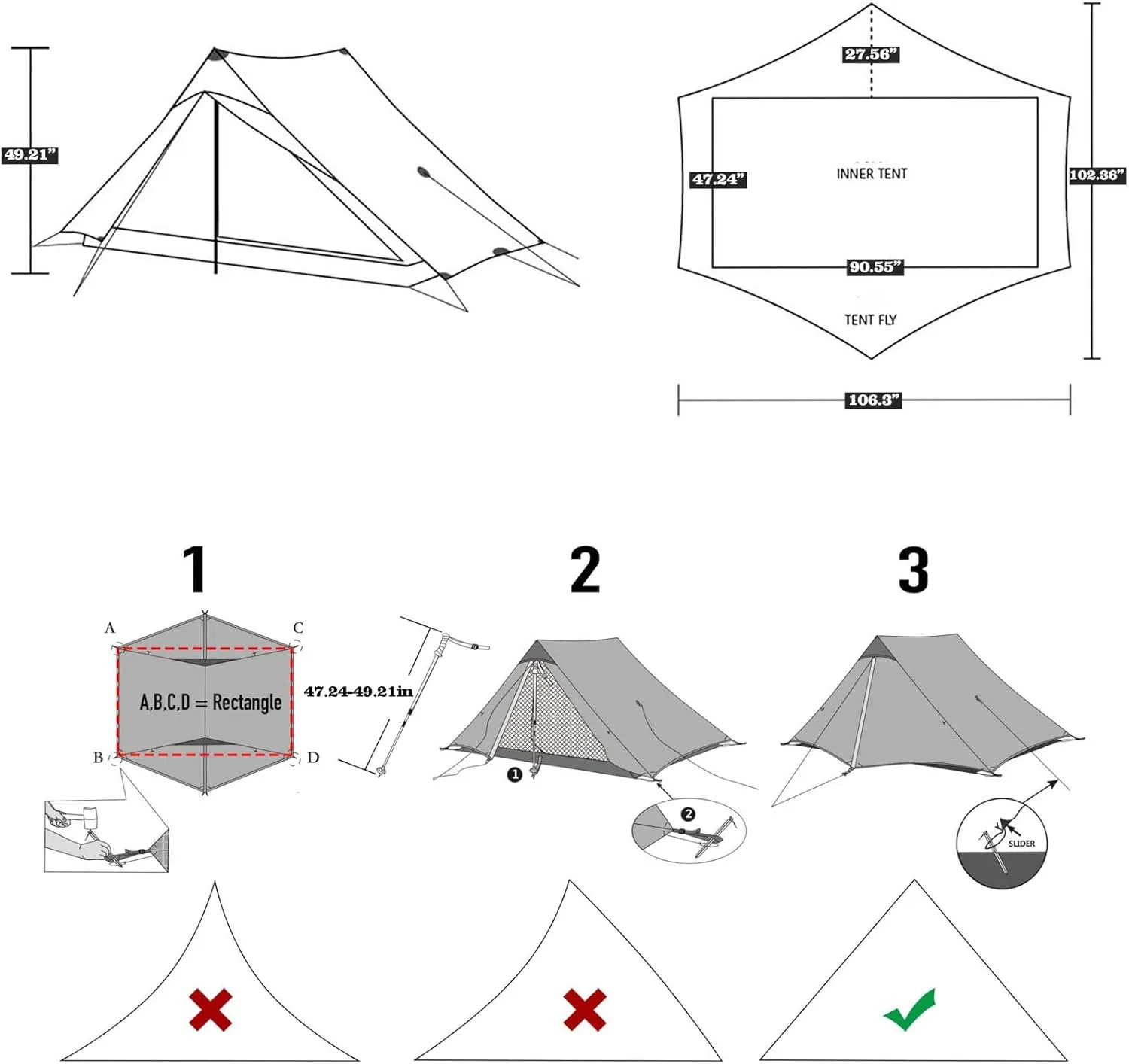 3F UL Gear Lanshan PRO Lanshan Ultralight Tent Ultralight Tent 3-Season Backpacking Tent for 1-Person or 2-Person Camping, Climbing, Hiking, Trekking, Kayaking (for 2 Person, Gray- 4 Season)