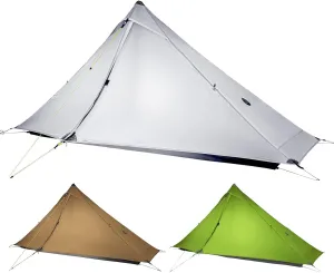 3F UL Gear LanShan pro Tent, 1 Person / 2 Person Outdoor Ultralight Camping Tent, 3-Season or 4-Season Professional Backpacking Ten, for Camping, Hiking, Trekking (Gray-1 Person, 3 Season)