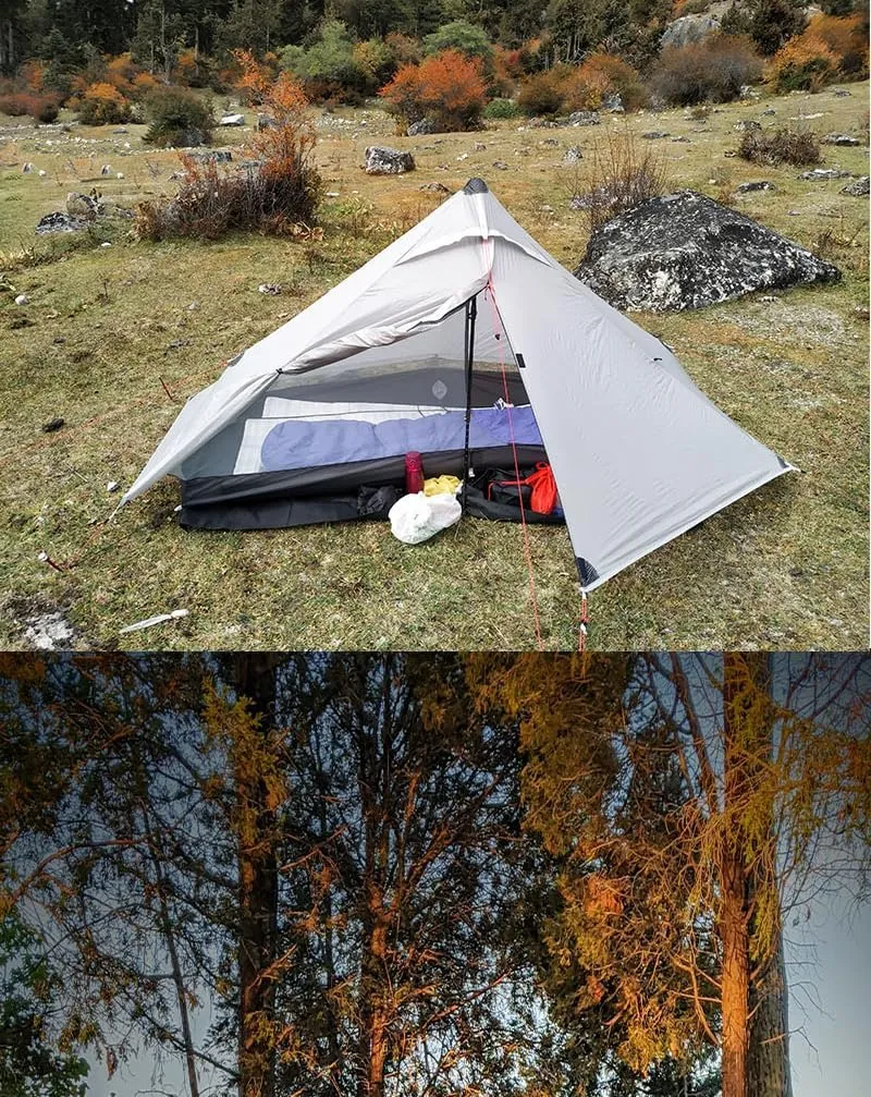 3F UL Gear Lanshan PRO Ultralight Tent 3-Season Backpacking Tent for 1-2 Person Camping, Climbing, Hiking, Trekking, Kayaking, Khaki