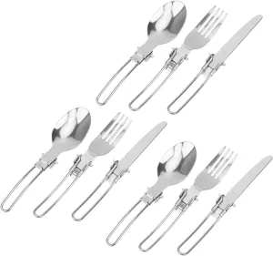 3Set Stainless Steel Portable Folding Cutlery Spoon Fork Knife Set Picnic Dinner Flatware