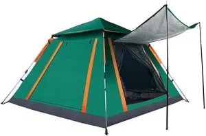 4-5 Person Camping Tent Green Outdoor Foldable Waterproof Tent with 2 Mosquito Nets Windows Carrying Bag for Hiking Climbing Adventure Fishing