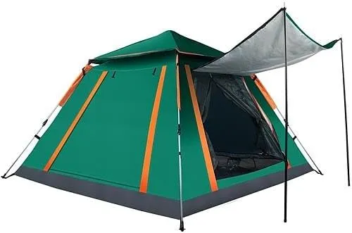 4-5 Person Camping Tent Green Outdoor Foldable Waterproof Tent with 2 Mosquito Nets Windows Carrying Bag for Hiking Climbing Adventure Fishing