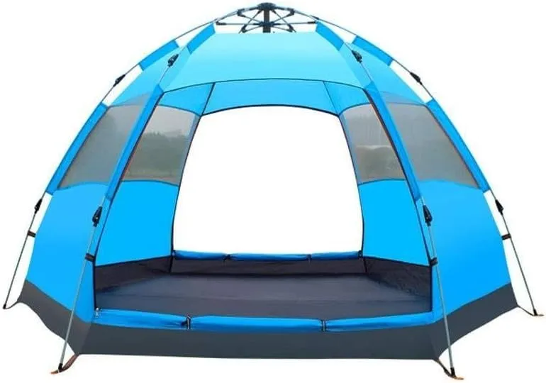 4-6 Person Hexagon Mongolian Yurt Tent, Waterproof & Anti-UV, Breathable Double Layer Camping Tent,