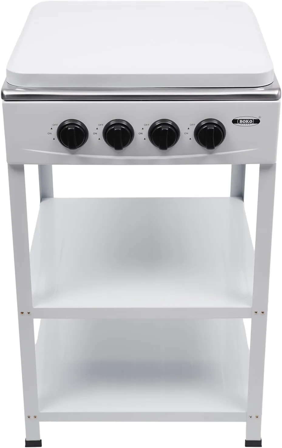 4 Burner Gas Stove Portable Stove Set with Support Leg Stand, Manual Ignition Camping Stove, Camping Cookware Set for Apartment, Outdoor Cooking Camping(Without connecting hose) (White)