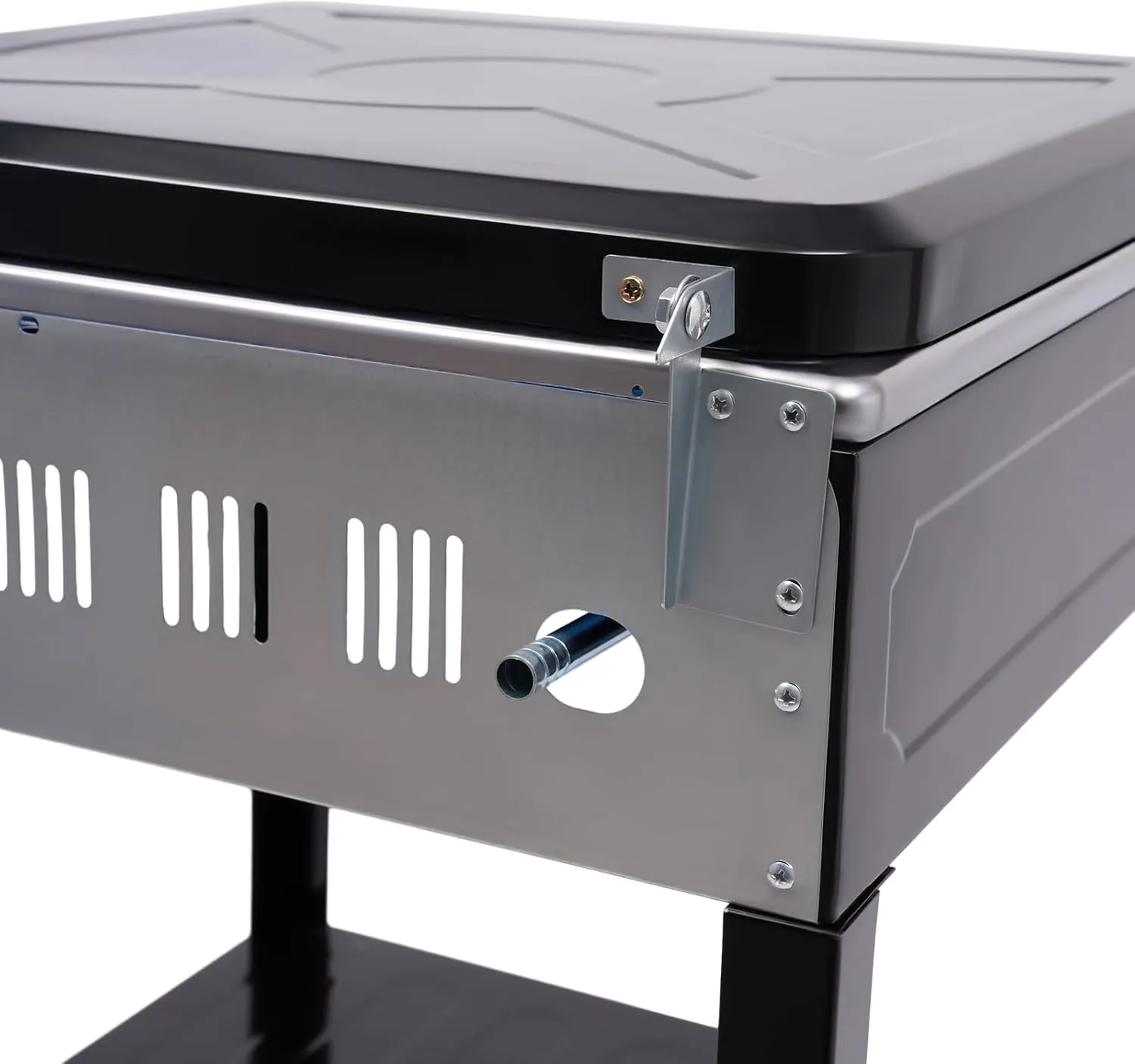 4 Burner Outdoor Gas Stove for Cooking 10000 BTU LNG & LPG Portable Camp Burner Stove Stand Heavy Duty Gas Stove Cooker Gas Stove with Legs & Shelves for Camping, Black