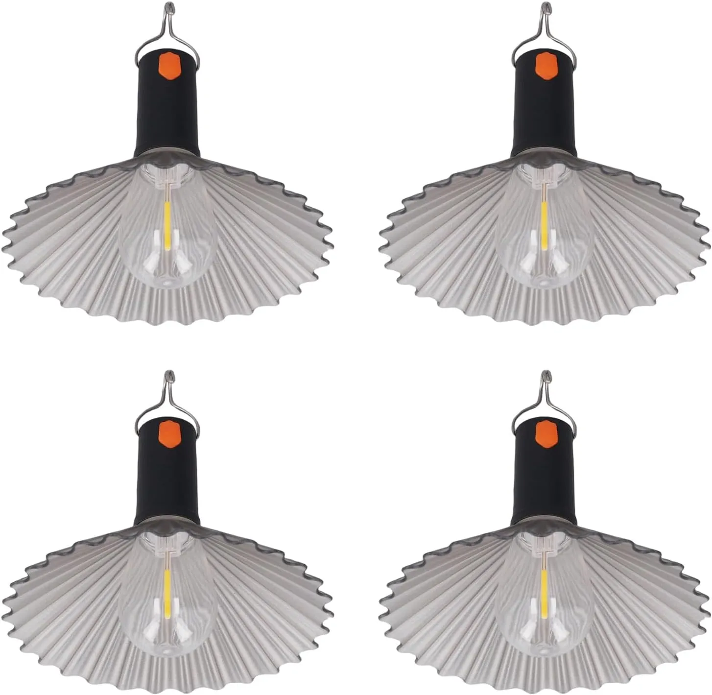 4 Pack USB C Rechargeable LED Tent Lanterns with Hanging Hooks - Portable Camping Lights for Hiking, Outdoor Adventures & Emergency Use