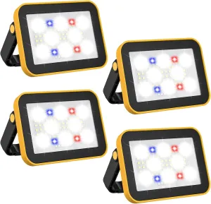 4 Pack Work Light Portable COB LED Super Bright Rechargeable Flood Light Working Lamp Stand USB Cordless Battery Powered Worklight Tool for Outdoor Camping