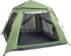 4 Person Camping Tent - Portable Large Cabin Tent with Rainfly - Outdoor Double Layer Family Tent - Easy Setup Waterproof Backpacking Tents