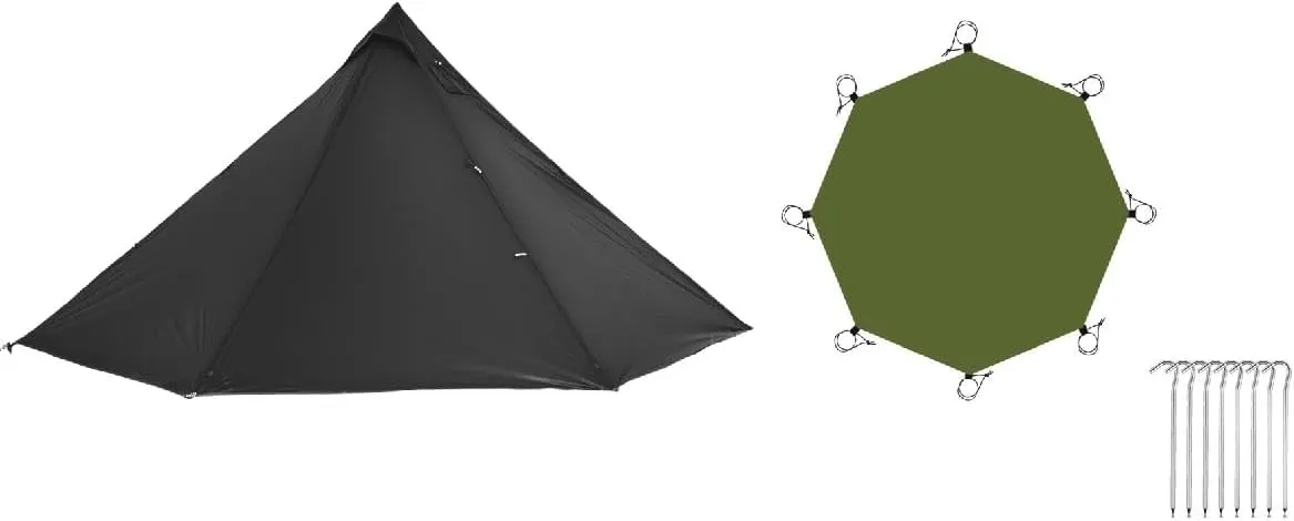 4-Person Tipi Hot Tent with Floor - The Ultimate Ultralight Shelter for Outdoor Adventures PU3000mm