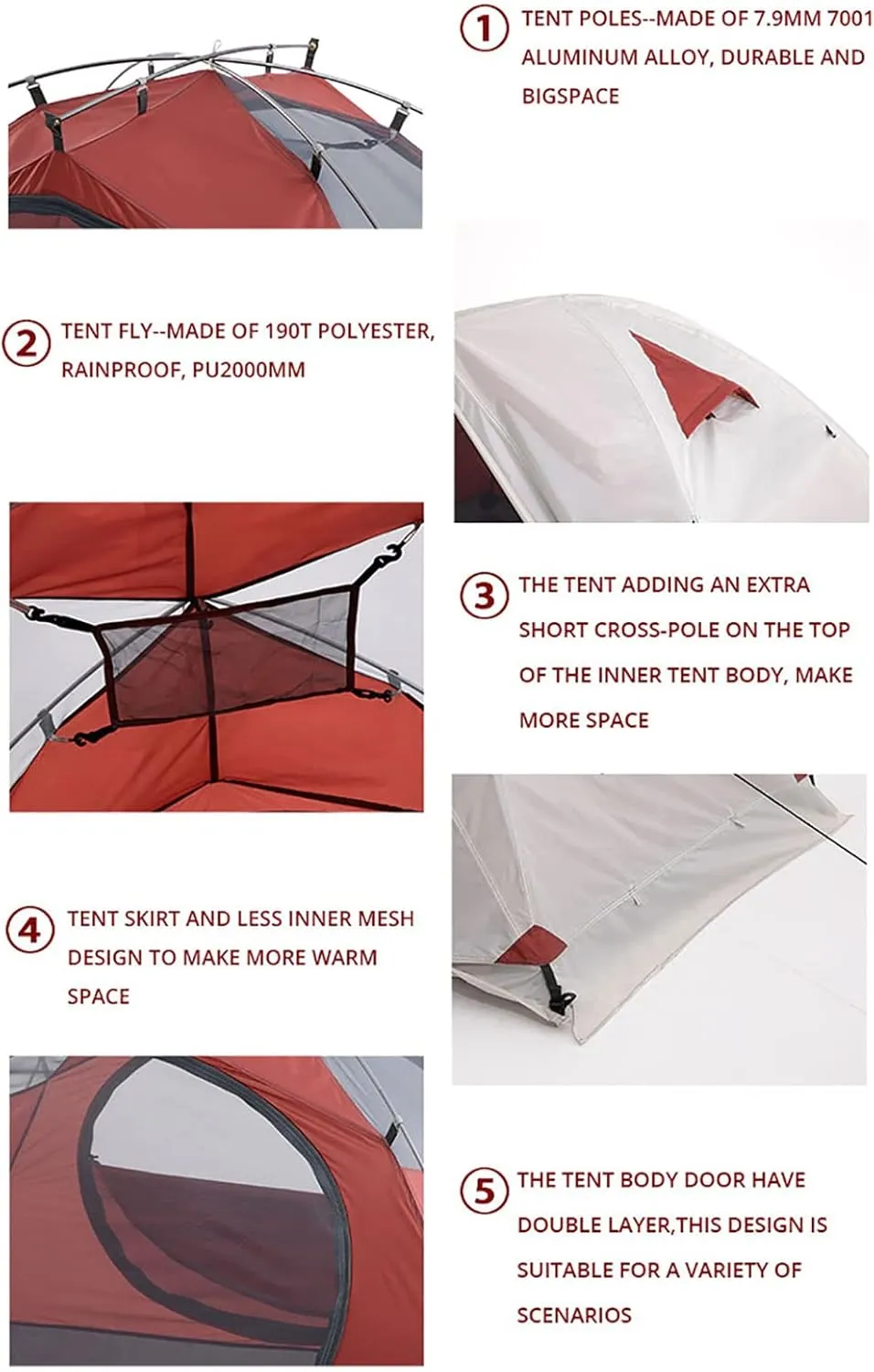 4 Season Ultralight Camping Tent, Backpacking Tent, 2 People Double Layer All Weather Easy Setup Tents for Outdoor Survival, Hiking, Backpack Travel, Mountaineering