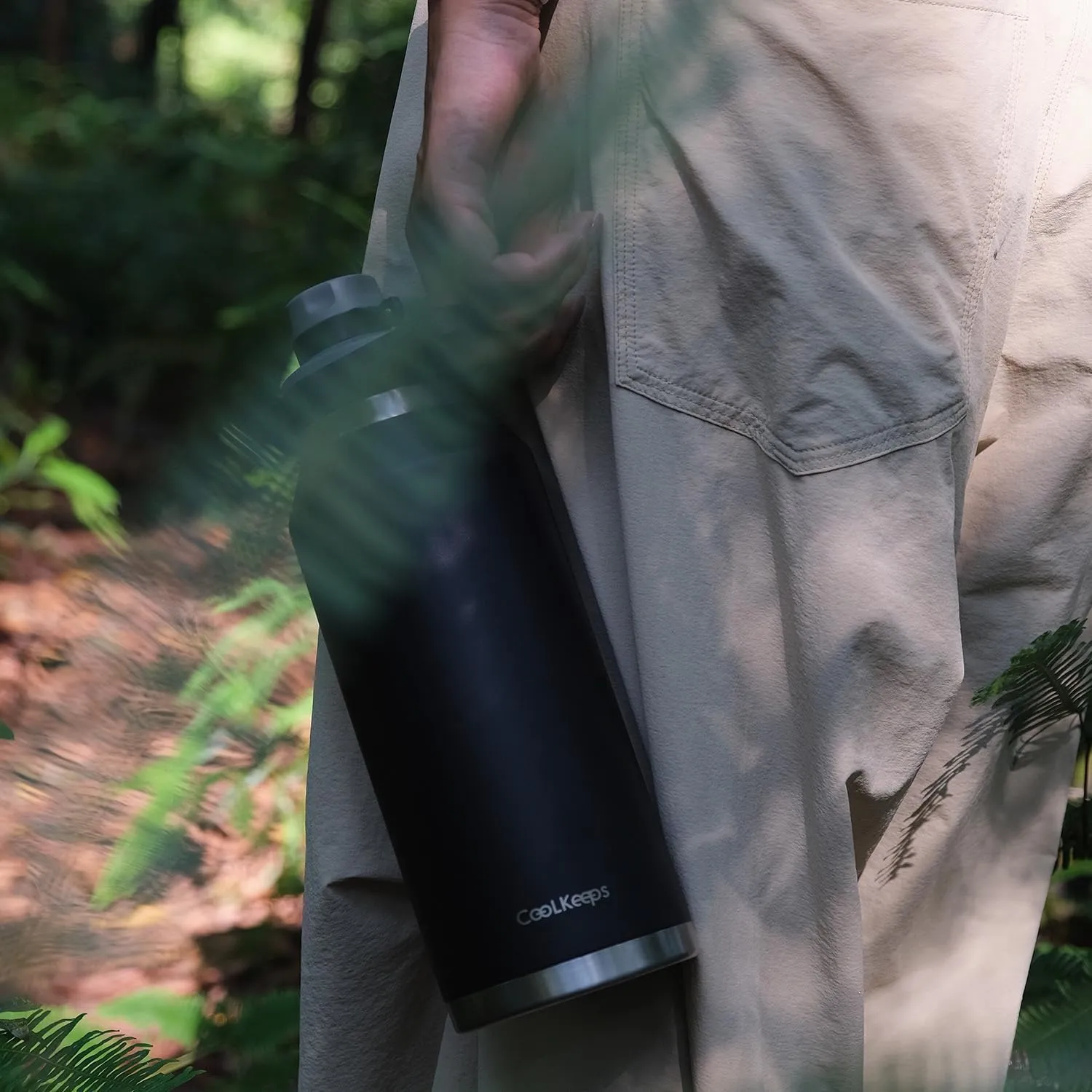 40 oz Insulated Water Bottle, Sports Stainless Steel Water Bottle with Handle Lid Outdoor Wide Mouth Metal Flask (Black)