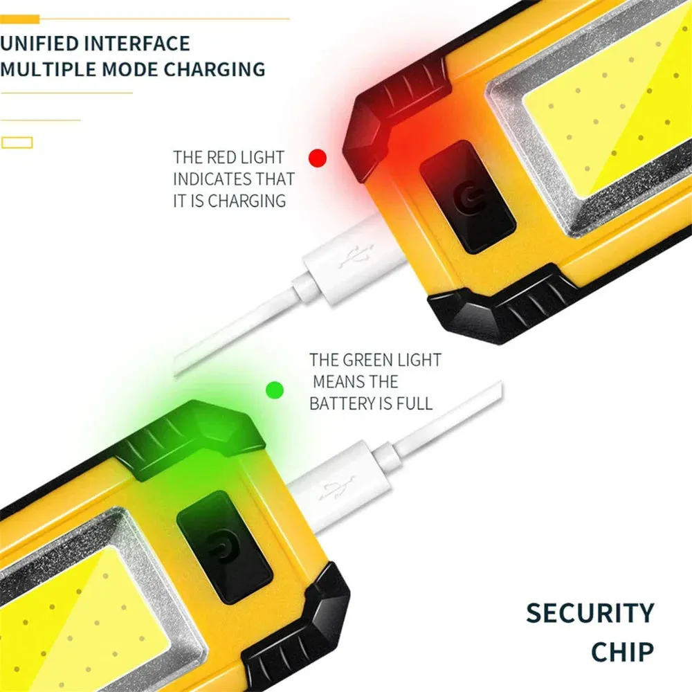 4000mAh LED Work Light Rechargeable Super Bright COB Flashlight with Magnetic Portable Outdoor Camping Lantern Emergency Lamp