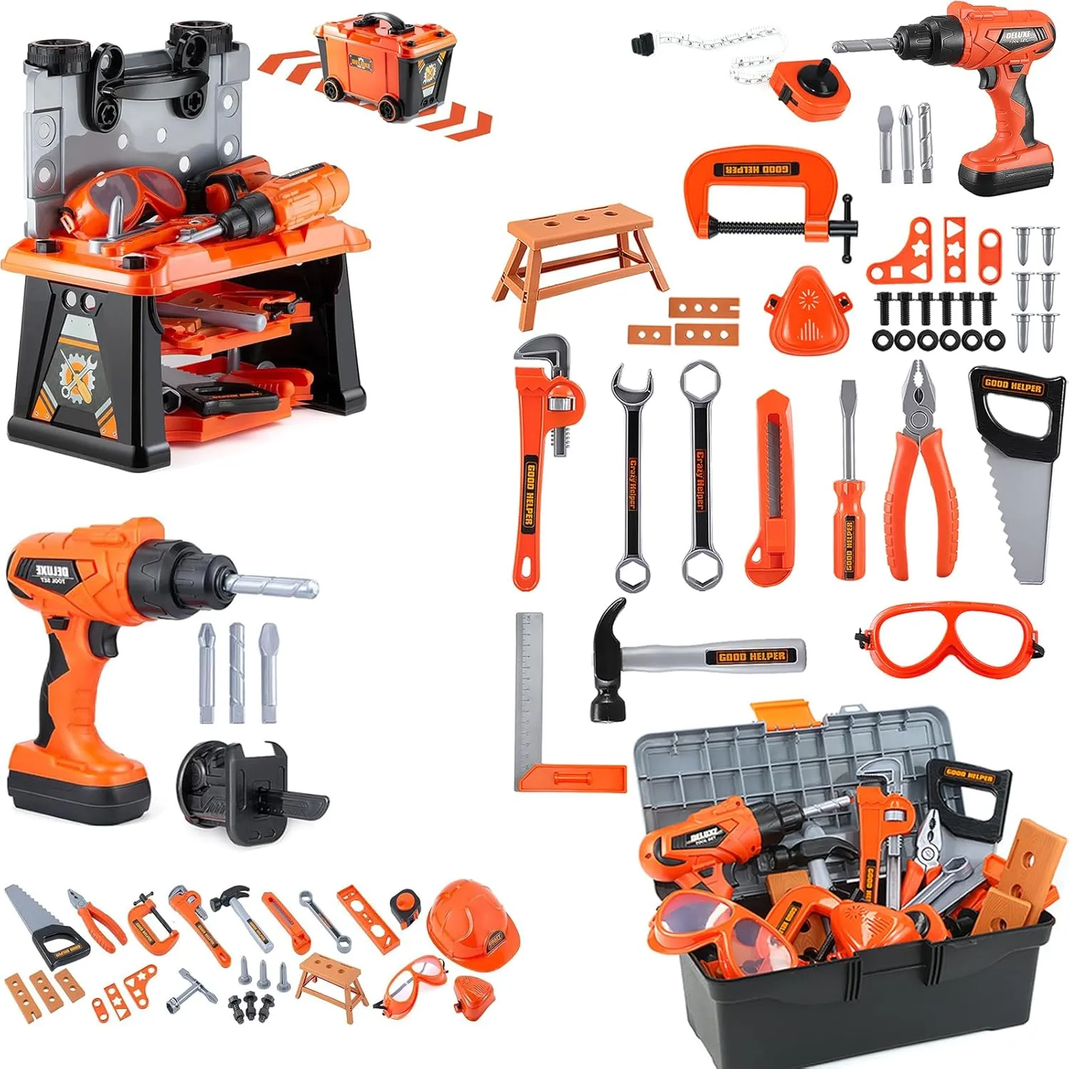 48pcs Kids Tool Box 79pcs Kids Tool Bench, Perfect boy Toys Present, Toy Construction Tools for Kids Ages 3,4,5,6,7,8 Years Old
