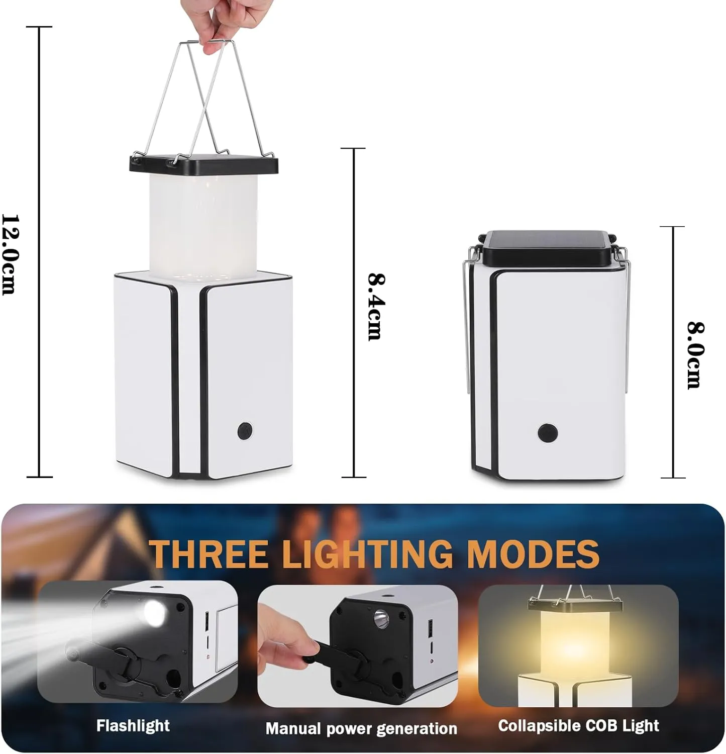 4Pack Solar LED Rechargeable Emergency Camping Lantern,White Solar Rechargeable,Rechargeable Type C,Emergency Lights Hand-Crank Power Generation,Phone Power Supply Function,flashlights