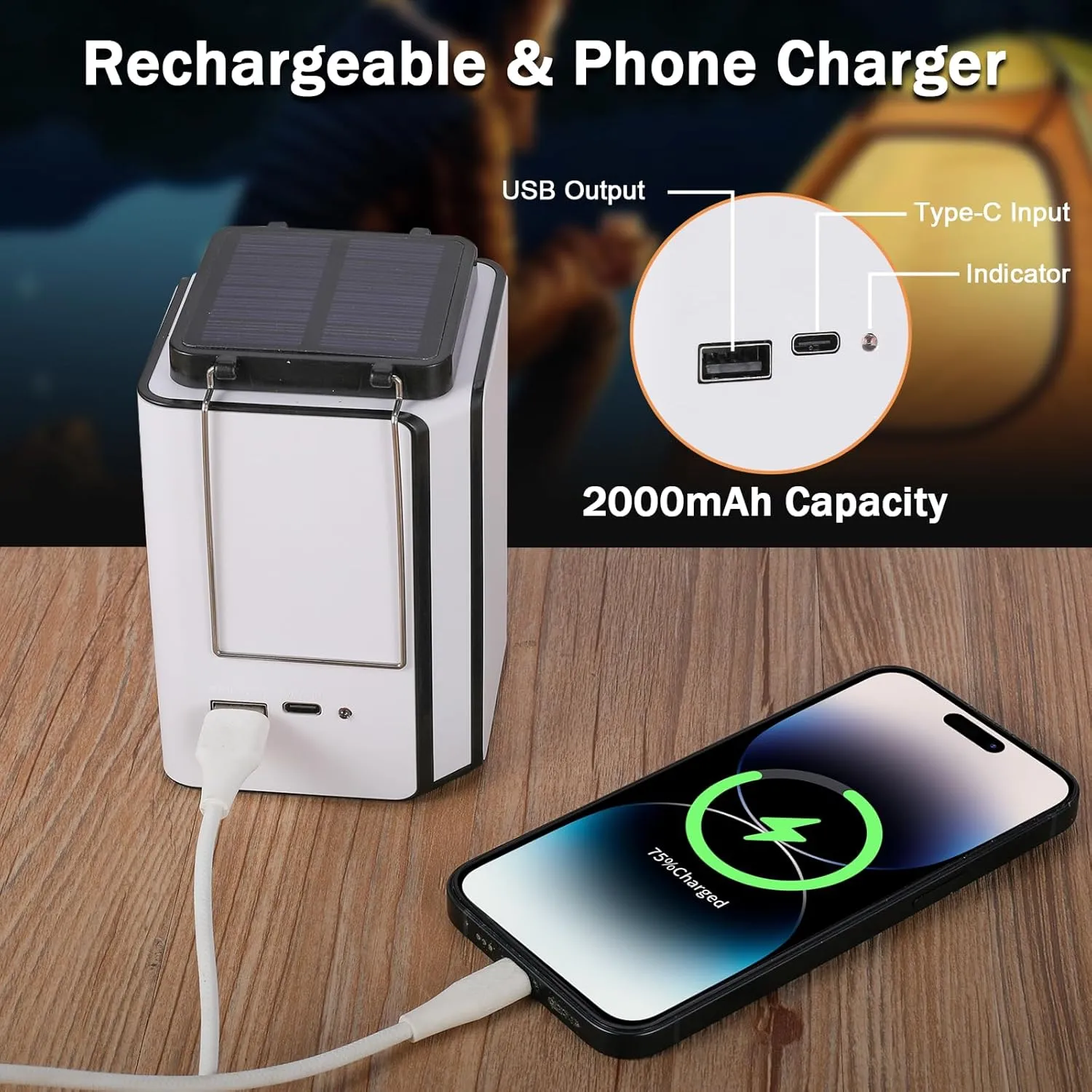 4Pack Solar LED Rechargeable Emergency Camping Lantern,White Solar Rechargeable,Rechargeable Type C,Emergency Lights Hand-Crank Power Generation,Phone Power Supply Function,flashlights