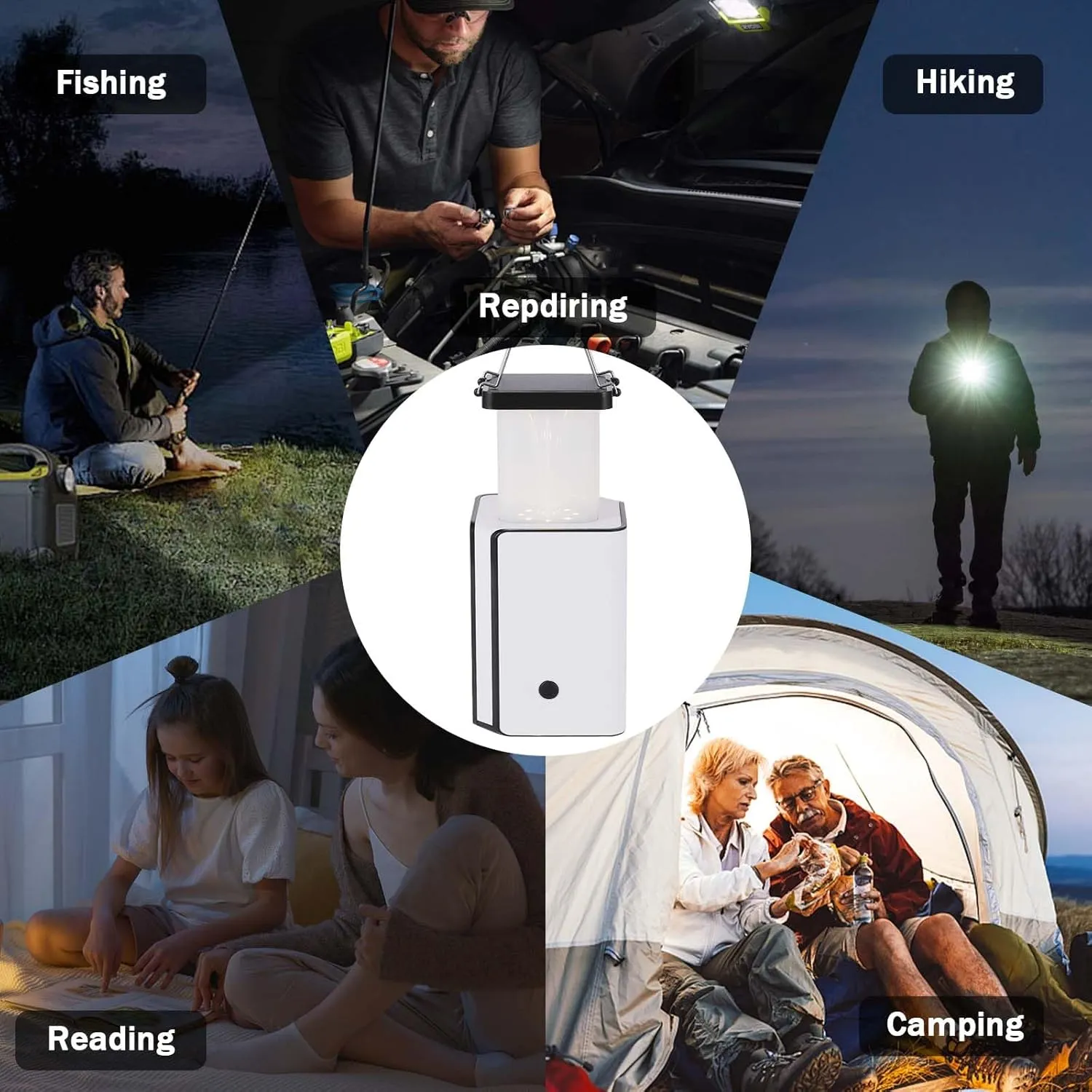 4Pack Solar LED Rechargeable Emergency Camping Lantern,White Solar Rechargeable,Rechargeable Type C,Emergency Lights Hand-Crank Power Generation,Phone Power Supply Function,flashlights