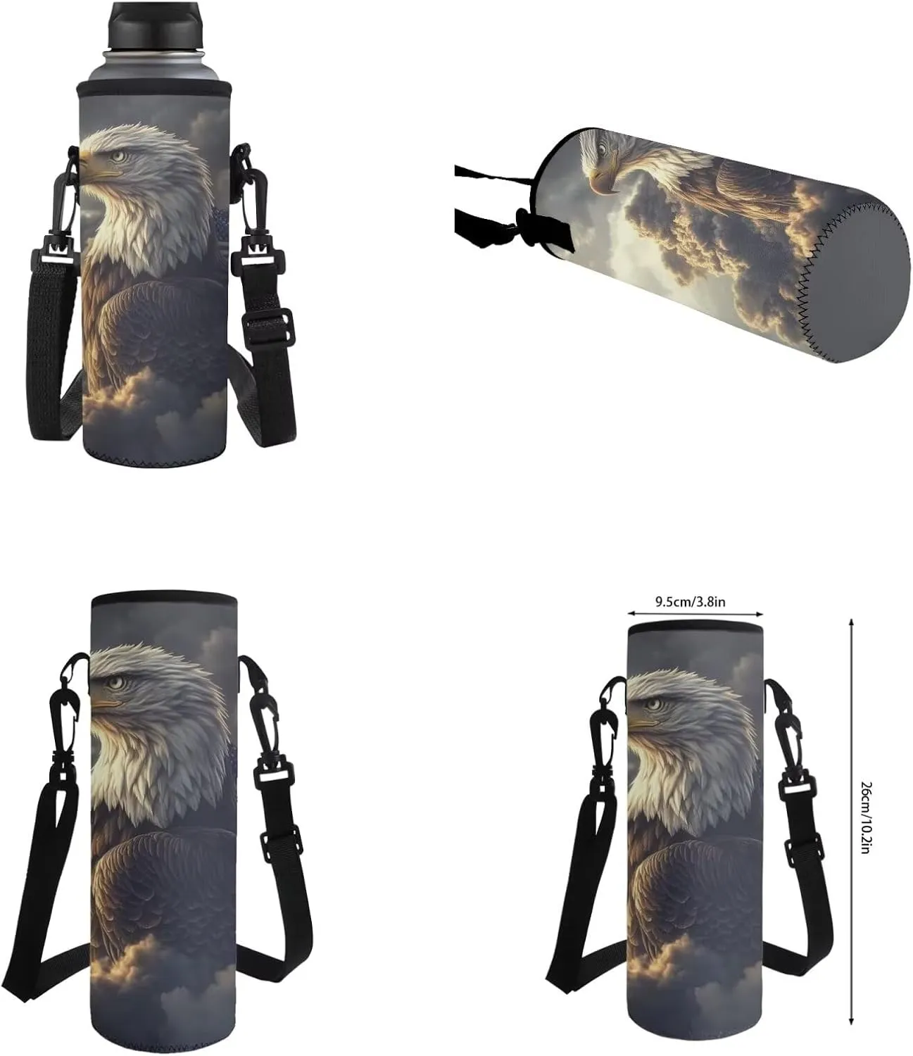 4PCS Backpack Set for Boys Bald Eagle School Bags with Lunch Box Water Bottle Holder and Zipper Pencil Case Lightweight Sturdy Bookbags for Students Elementary or Middle School