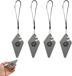 4PCS Pocket Knife Sharpener, 6 in 1 Mini Sharpener Survival Tools with Compass Survival Whistle Fish Hook for Hunting Camping