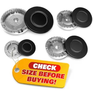 4Pcs Portable Gas Stove Burner Replacement — Surface Burner Head Replacement Stove Range Gas Stove Burners Caps — Black Stove Top Burner Replacement Range Burners Tops — Burner Covers for Gas Stove