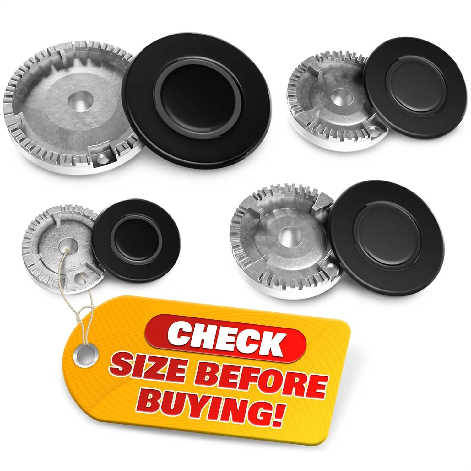 4Pcs Portable Gas Stove Burner Replacement — Surface Burner Head Replacement Stove Range Gas Stove Burners Caps — Black Stove Top Burner Replacement Range Burners Tops — Burner Covers for Gas Stove