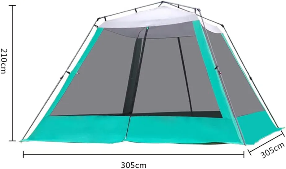 5-8 Person Camping Tent Pop Up Tent with Zipped Double Door and Carrying Bag Instant Family Tent for Outdoor Camping, Fishing, BBQ (Green 305x305x210cm) (Blue 305x305x210cm)