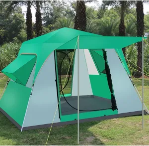 5-8 Person Camping Tent Pop Up Tent with Zipped Double Door and Carrying Bag Instant Family Tent for Outdoor Hiking Camping Beach Garden (Green 5)