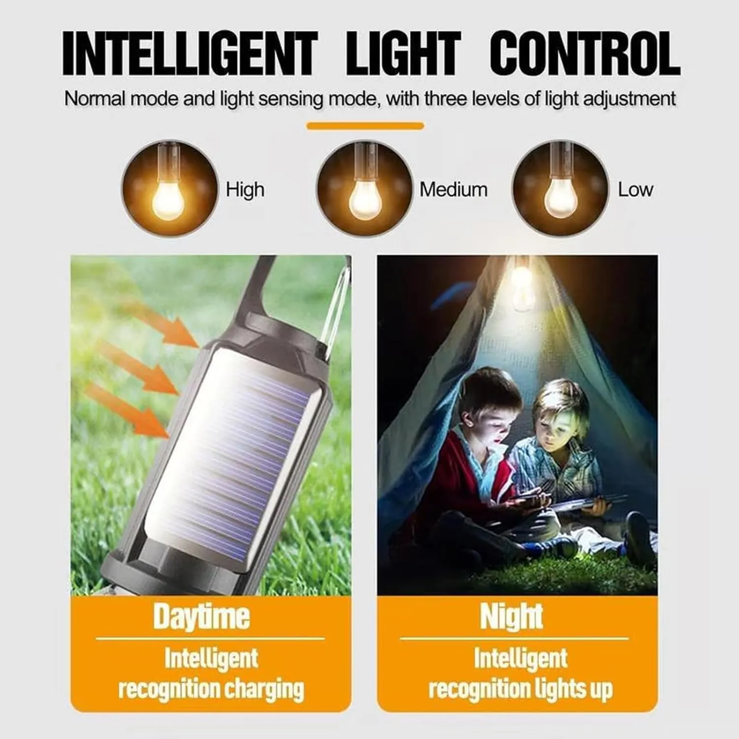 5 Pcs Solar Rechargeable Hooked Camping Light & 5 Lights Waterproof LED Camping Lantern with 3 Modes USB/Solar Charging for Hiking, Fishing & Emergency Use (Indoor/Outdoor) (A, Without Gifts)