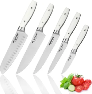 5-Piece Chef Knife Set, Professional Ultra Sharp Kitchen Knives For Cooking High Carbon Stainless Steel, With Ergonomic Handle Design (five)