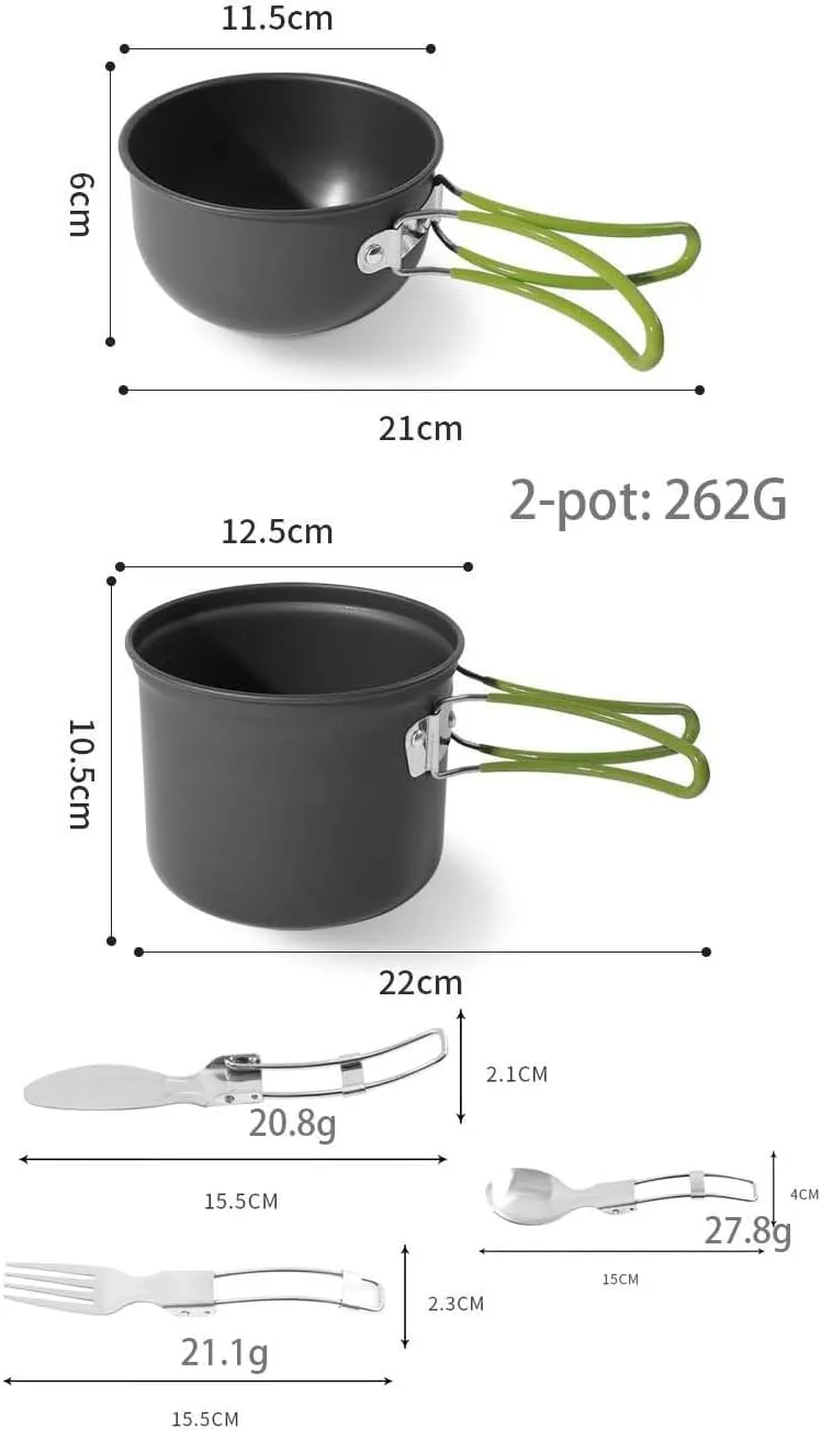 5 Pieces Outdoor Aluminum Alloy Pot Set Portable Stainless Steel Tableware Set