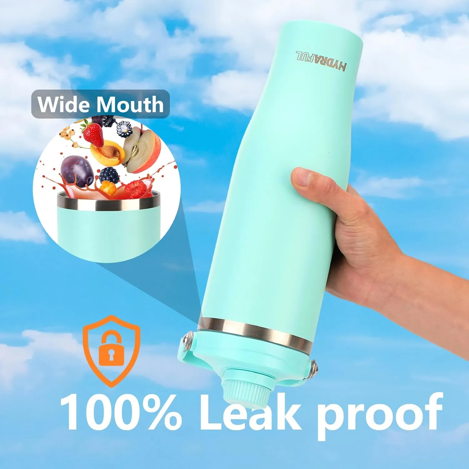 50 oz Stainless Steel Water Bottle with Spout Lid & Handle, Insulated Large Hydration Bottle for Cold & Hot Drinks, Leak-Proof Metal Tumbler for Travel, Gym, and Outdoor