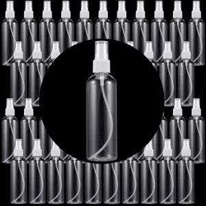 50 Pack Plastic Spray Bottles, Clear with Fine Mist and Refillable - 4oz Capacious Bottles for Essential Oils, Facial, Hair and Perfume Spray