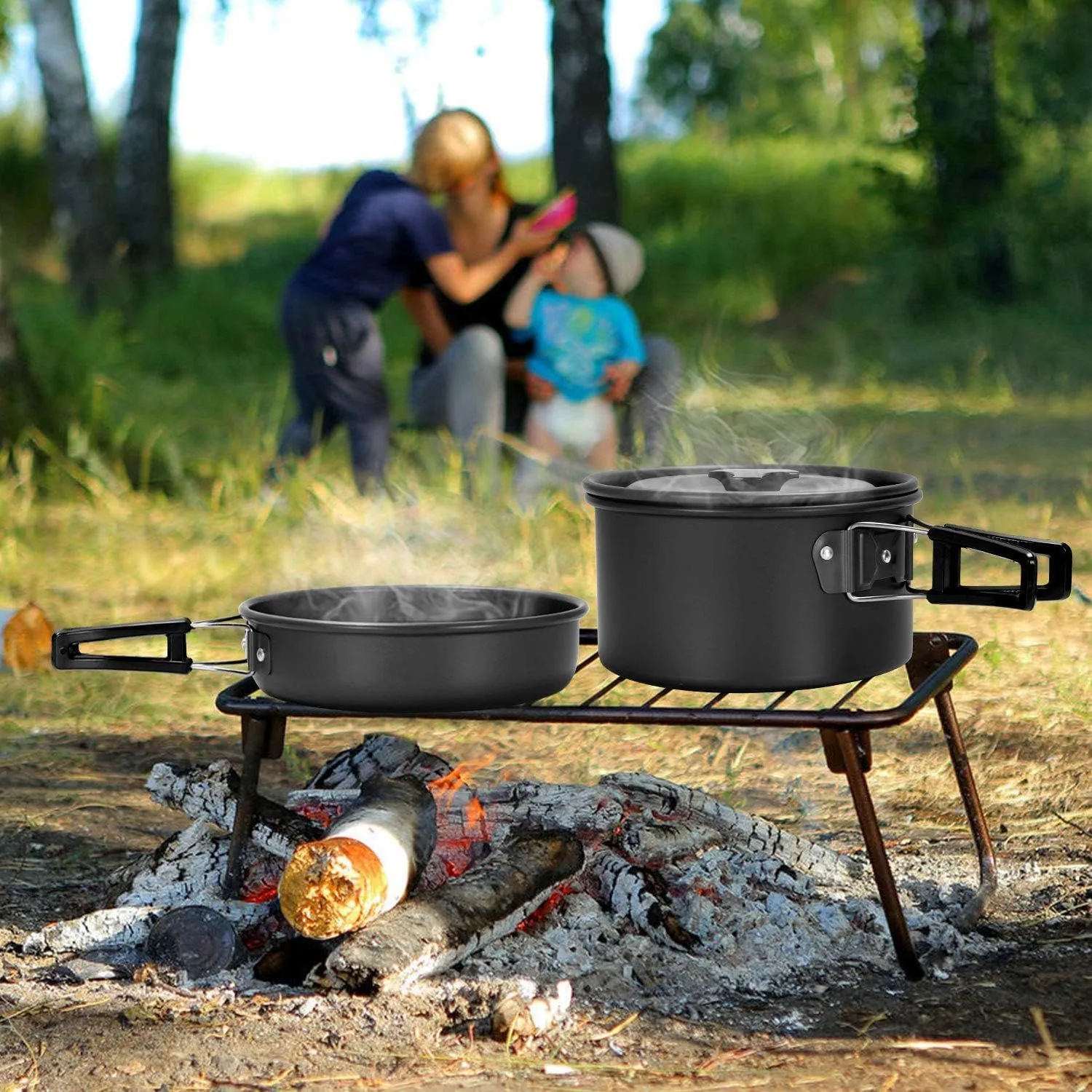 5pcs -20pcs Set TMKOOL Camping Cookware Mess Kit Outdoor Hiking Backpacking Picnic Cooking Bowl Non Stick Pot