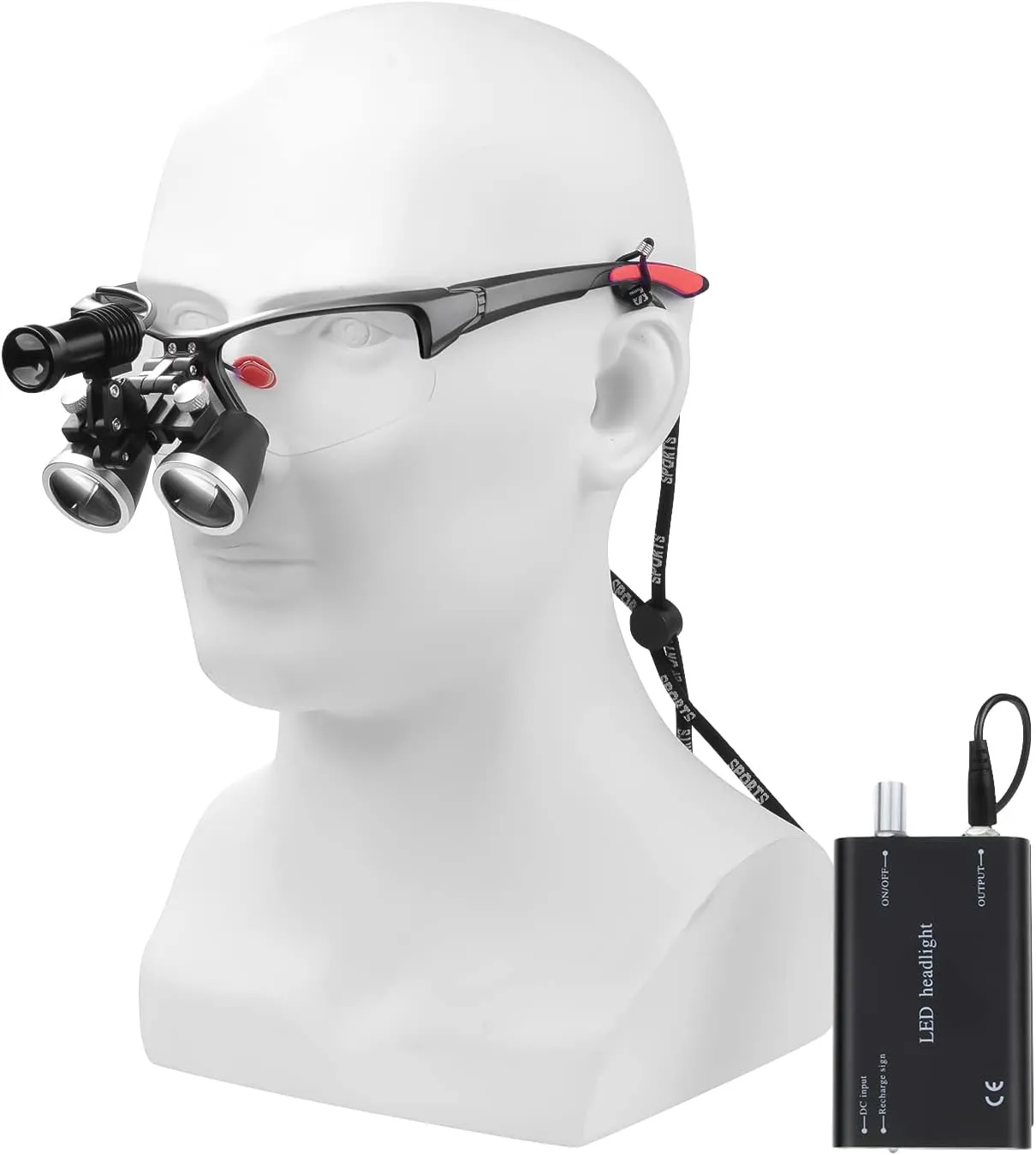5W Head Magnifier Adjustable Spotlight Headlight Matte Frame 2.5X Binocular Magnifying Glass with Two Clips Yellow Filter (Black)