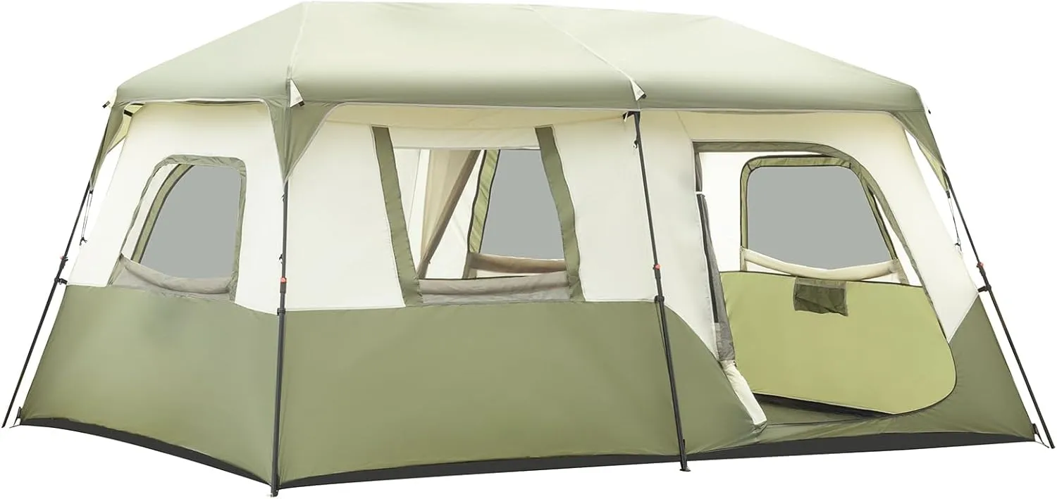 6 Person Camping Tent, All-Weather Easy Setup Outdoor Tent, Portable Lightweight Pop Up Sun Shelter Tents with Mesh Layer and Carrying Bag Windproof & Waterproof Tents for Beach Hiking Travel