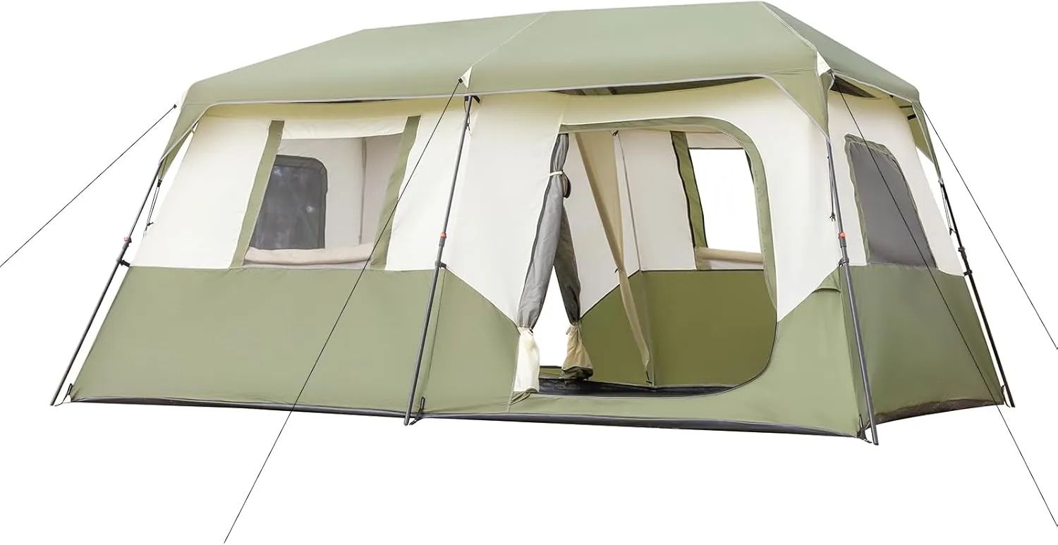 6 Person Camping Tent, All-Weather Easy Setup Outdoor Tent, Portable Lightweight Pop Up Sun Shelter Tents with Mesh Layer and Carrying Bag Windproof & Waterproof Tents for Beach Hiking Travel