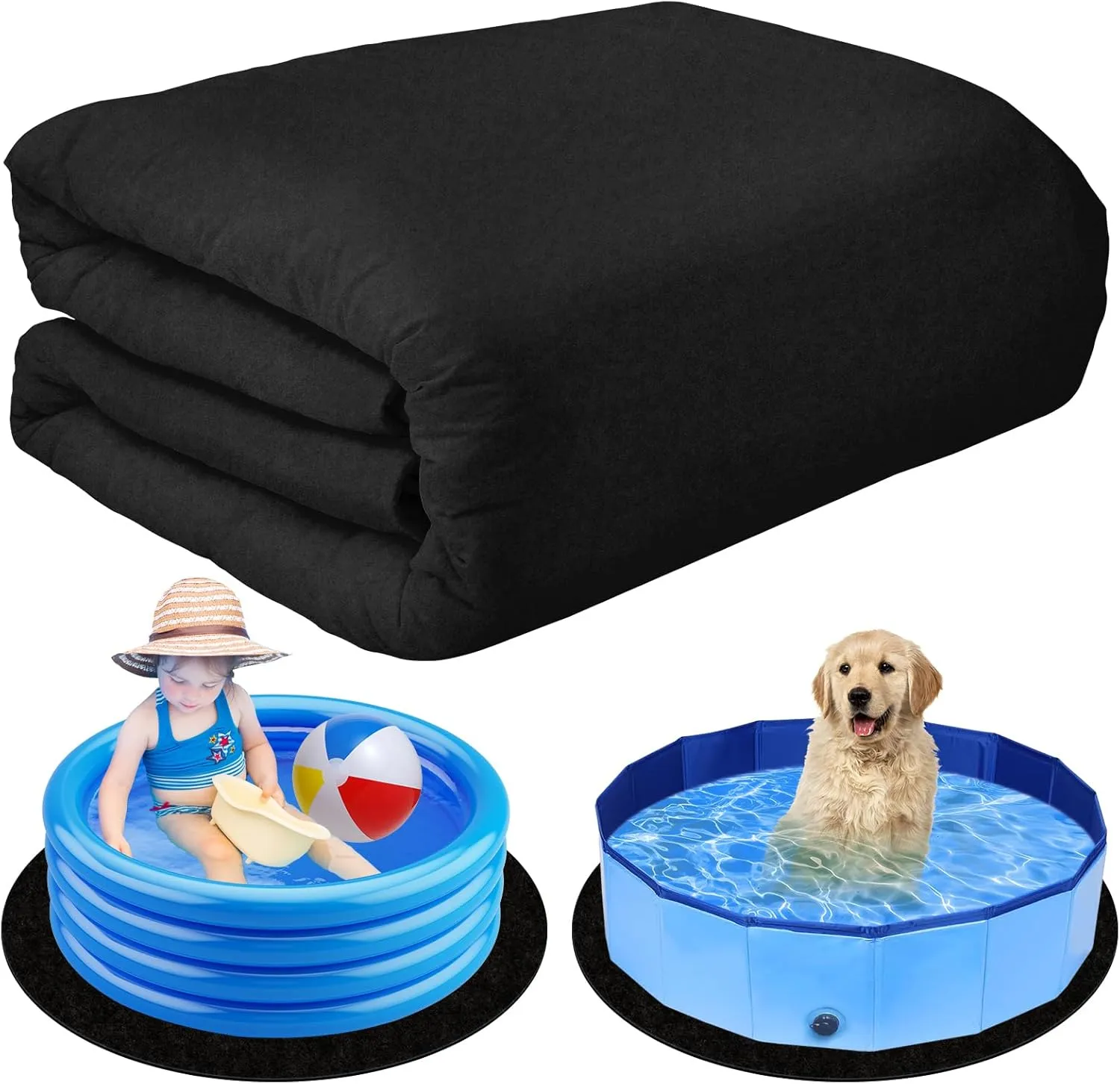 63in Thickened Pool Liner Pad for Pet Foldable Pool/Kids Inflatable Pool,Pool Ground Mat for Dog Pool Collapsible,Kiddie Pool Bottom Liner Protector to Prevent Puncture and Extend Swimming Pool Life