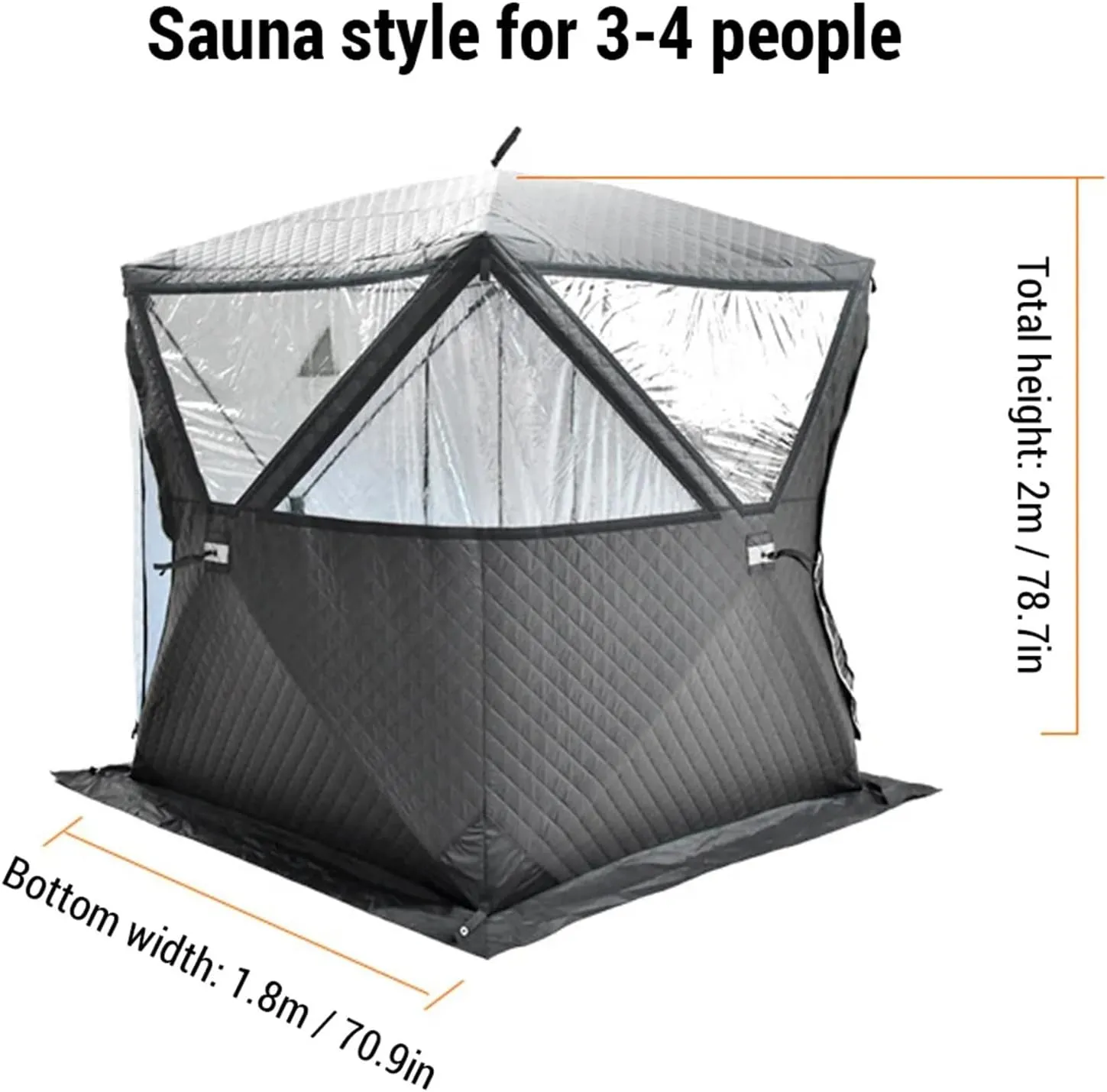 6.4㎡ Inflatable Camping Tent for 3-4 Person, Luxury Outdoor Tent for Family Glamping, Outdoor Party, Easy Setup 4 Season Waterproof Windproof Outdoor Blow Up Tent