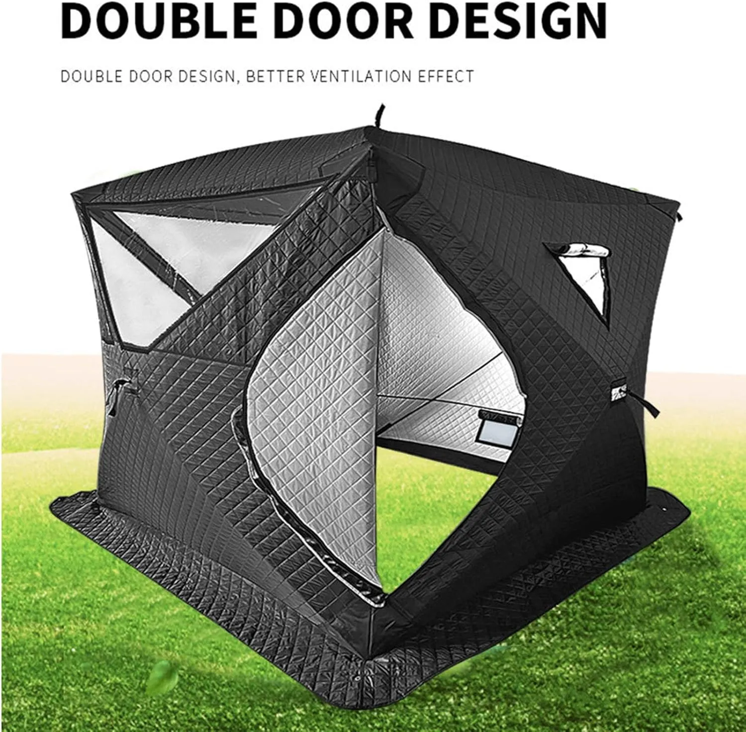 6.4㎡ Inflatable Camping Tent for 3-4 Person, Luxury Outdoor Tent for Family Glamping, Outdoor Party, Easy Setup 4 Season Waterproof Windproof Outdoor Blow Up Tent