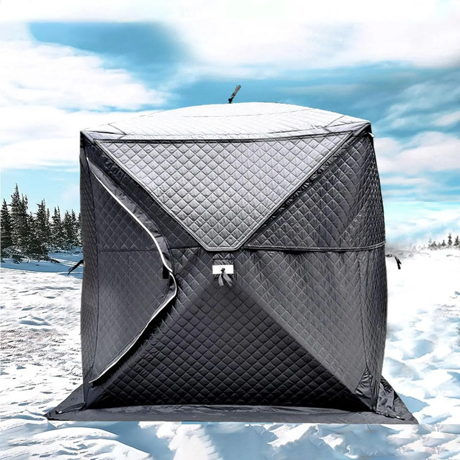 6.4㎡ Inflatable Camping Tent for 3-4 Person, Luxury Outdoor Tent for Family Glamping, Outdoor Party, Easy Setup 4 Season Waterproof Windproof Outdoor Blow Up Tent