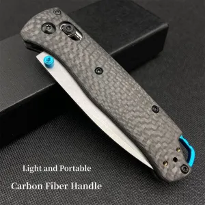 6.42-inch folding knife pocket knife, foldable blade material adopts S90V, carbon fiber handle, suitable for outdoor, hiking, camping, black handle