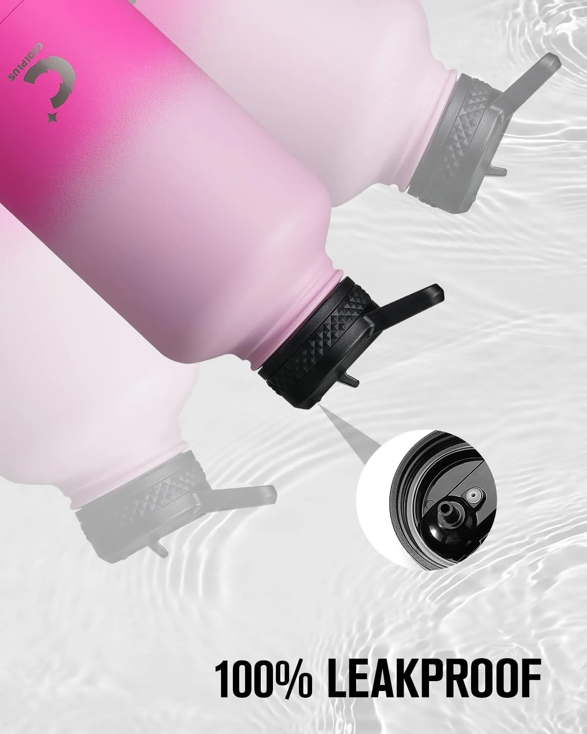 64oz Insulated Water Bottle, Coolplus Half Gallon Water Jug With Straw Stainless Steel Double-Walled Vacuum Metal Large Flask With Carry Sleeve Bpa-Free Leakproof, Keep Cold 48 Hrs, Pink