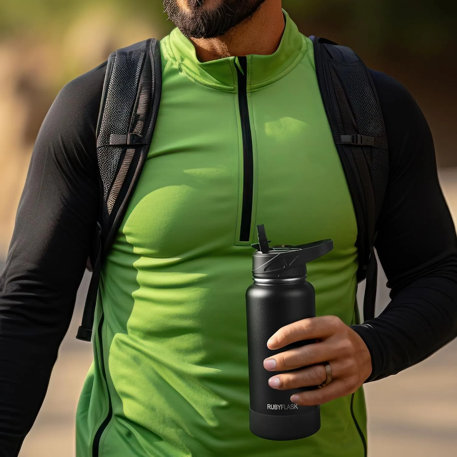64oz Insulated Water Bottle with Straw, Half Gallon Stainless Steel Vacuum Water Jug, Large Thermos Water Bottle Flask with Leakproof 3 Lids for Travel, Camping, Gym Sports Cream