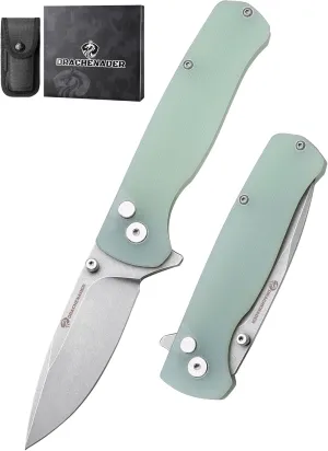 7.28" Y-M Pocket Knife for Men with Clip with 2.83" 14C28N Steel Blade, Button Lock with Safety Switch, G10 Handle, Sheath for EDC, Camping, Hiking